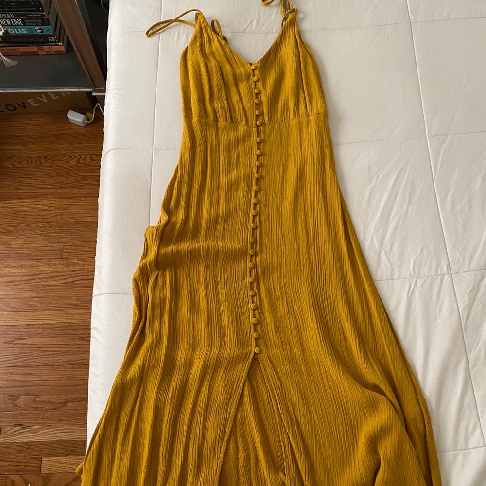 Mustard yellow calf length dress